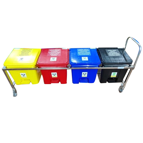 Bio Medical Waste Segregation Trolley 4 Bin SS